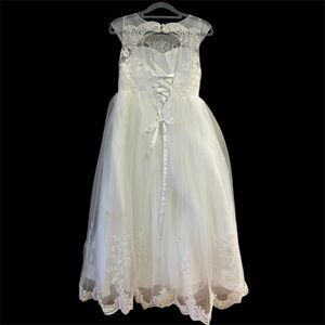 White lace and tulle dress Lace corset Elegant Kids Dress Flower Girl